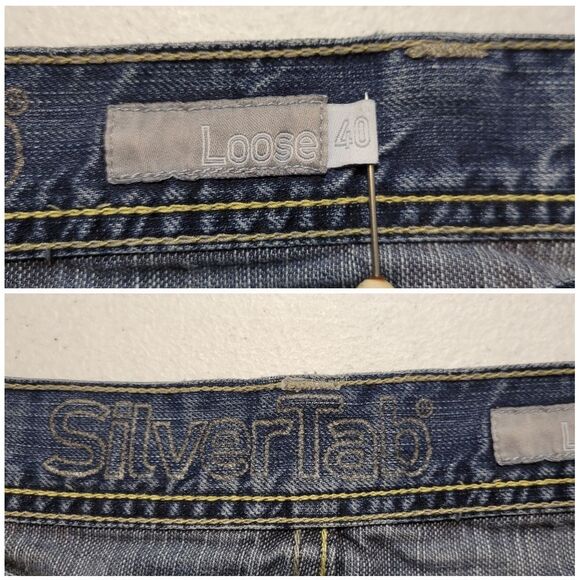 Levi's Silver Tab Jeans Loose Fit Blue Jeans Denim Men's Size 40 - Picture 12 of 14